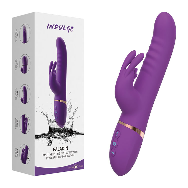 Vibrador de coelho giratório empurrando